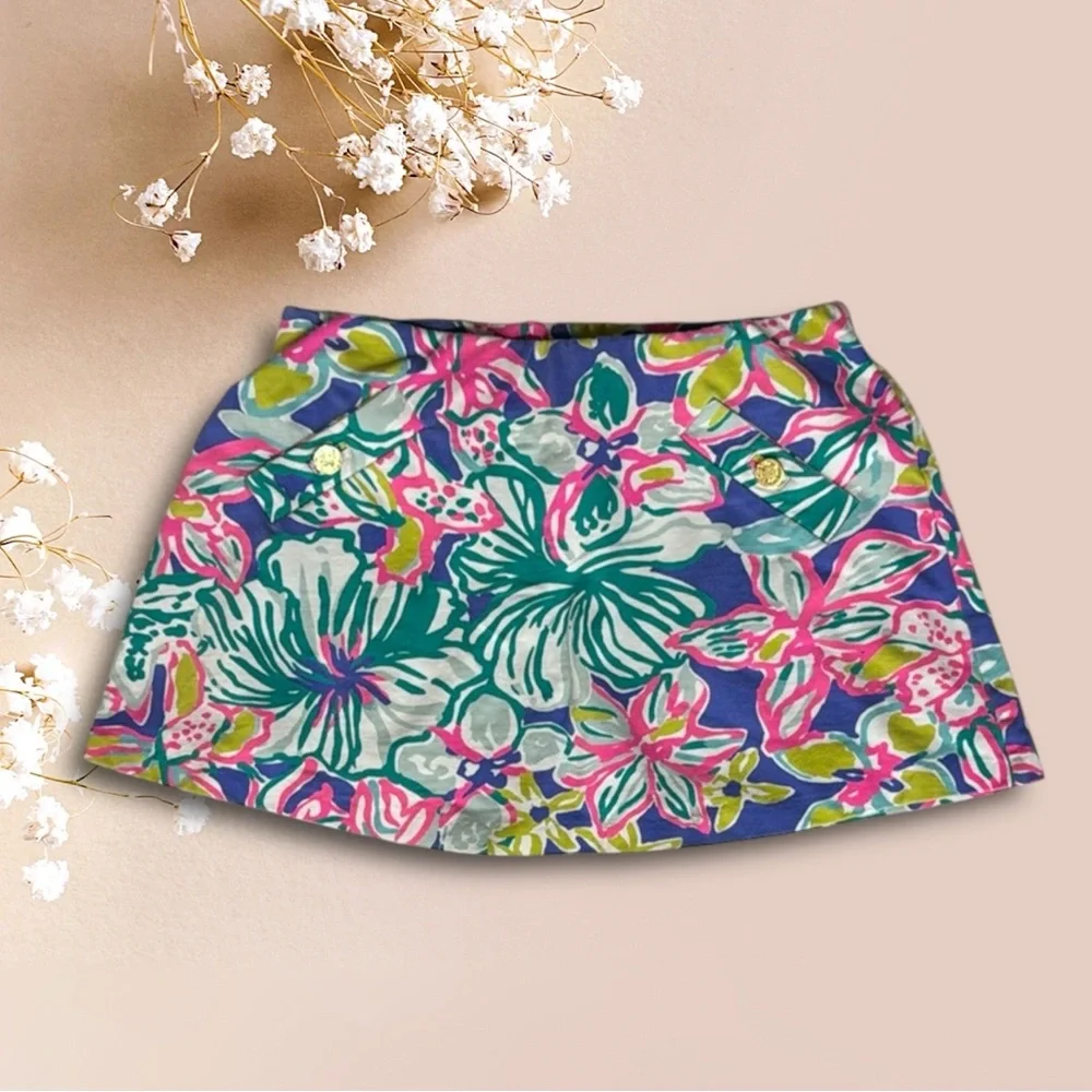 Lilly Pulitzer Madison Skort Skirt Shorts Casa Azul with Iris Blue Size Small SM